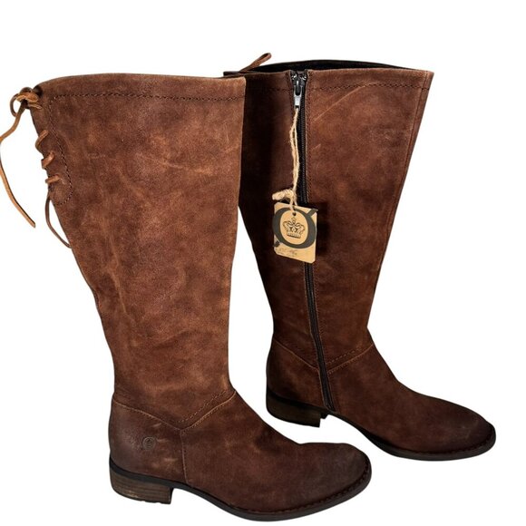 Born Women's Boots Hayden Knee High Rust Tobacco Distressed Sz 6 Wide calf New - Picture 3 of 6